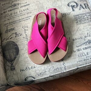 Hot Pink Crisscross Slip-On Sandals - Women's